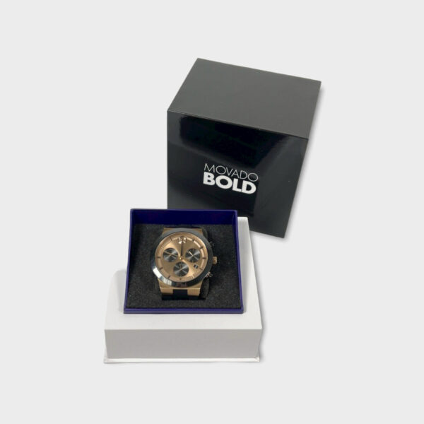 Mens Movado Swiss Chronograph Bronze Bold Fusion Watch 45mm SPG049877