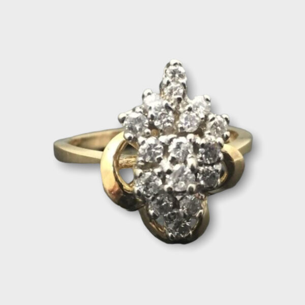 Ladys Diamond Cluster Ring 18 Diamonds 36 Carat TW 14K Yellow Go SPG002149