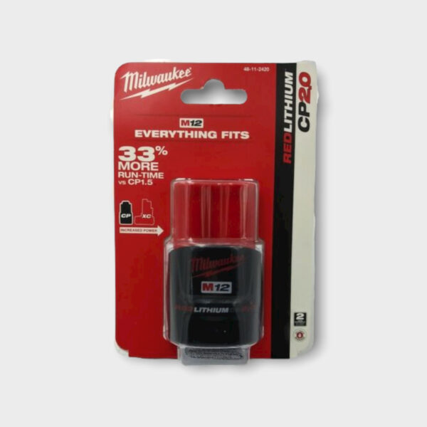 Geniune Milwaukee 48-11-2420 M12 12V Red Li-Ion CP 2.0Ah Battery (SPG042990)