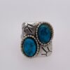Navajo Double Turquoise Stone Sterling Silver Adjustable Ring SPG043405