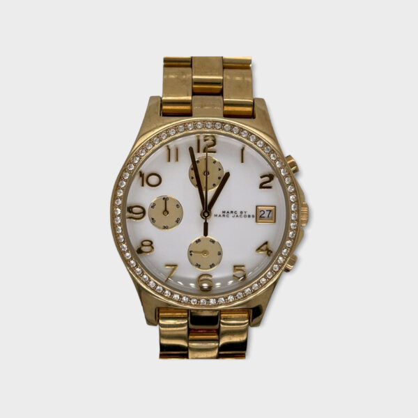 Womens Marc Jacobs Yellow Gold Tone Crystal Watch MBM3073 SPG043711