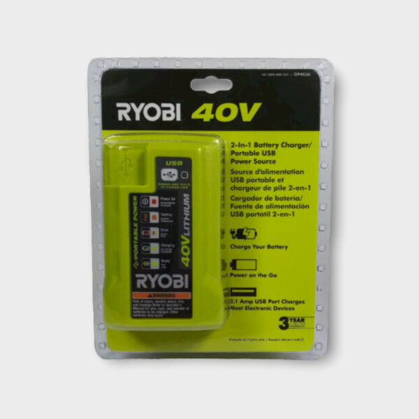 Ryobi OP403A 40V Lithium-Ion 2-in-1 Battery/USB Charger