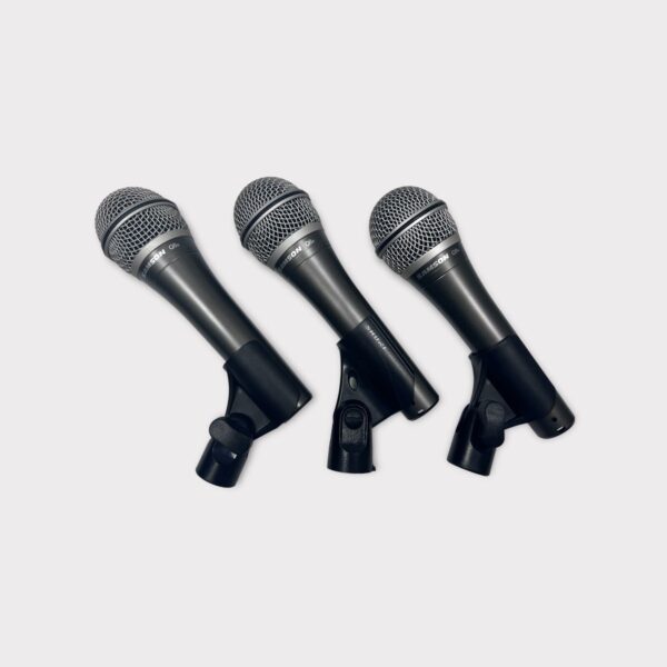 Lot of 3 Samson Q8x Professional Dynamic Microphones w/ Mounts