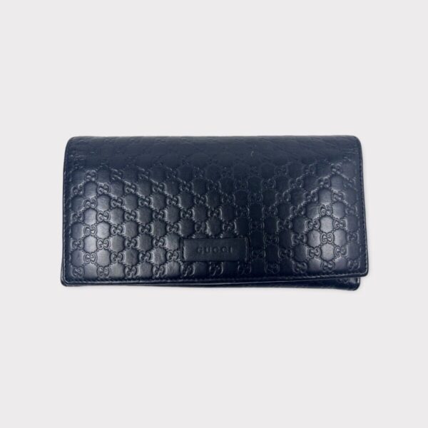 GUCCI Microguccissima Leather Continental Flap Black Wallet 449396 (SPG053092)