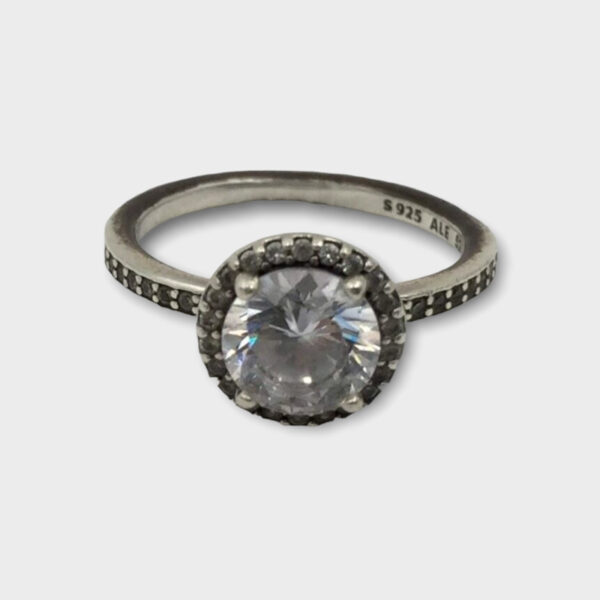 Pandora Round Sparkle Ring Sterling Silver Cubic Zirconia Size 6 (SPG035021)