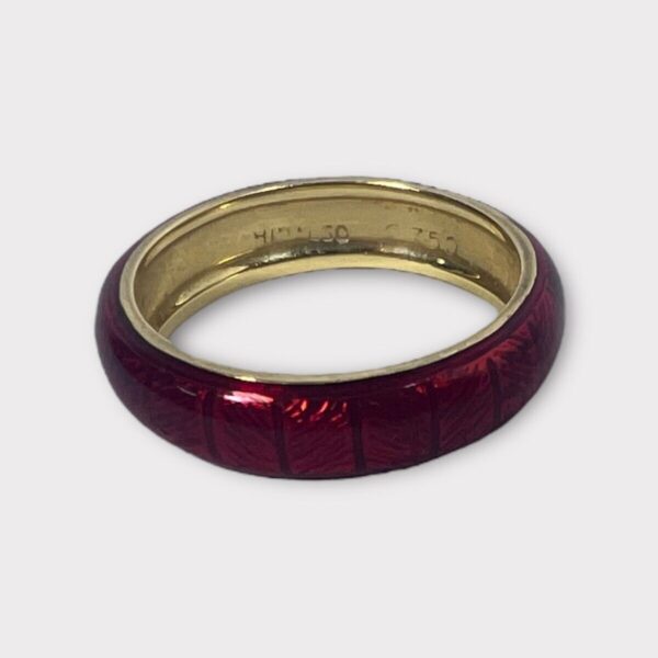 Hidalgo Red Enamel Gold Ring 18K Yellow Gold 3.5dwt Size:6 (SPG057296)