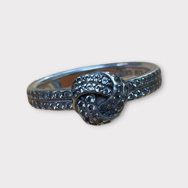Pandora 925 Silver Sparkling Love Knot Ring Size 6.5 (SPG059716)