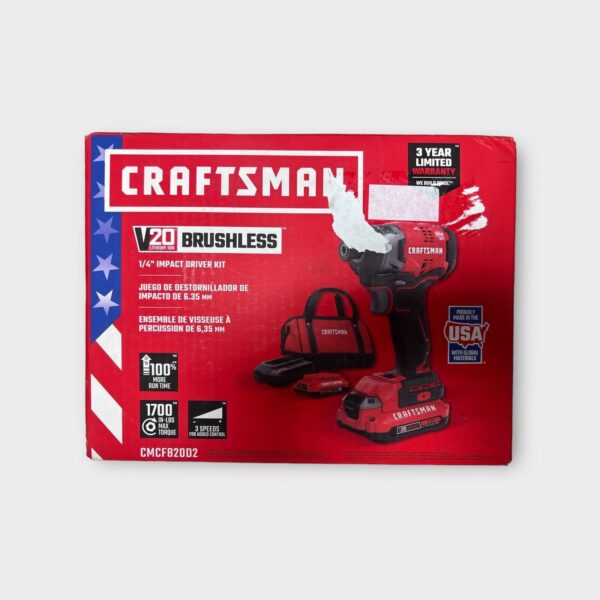 Craftsman V20 Cordless Brushless 1/4-in. Impact Driver (CMCF820D2)