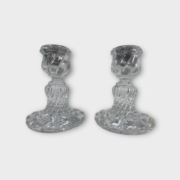 Pair Baccarat French Art Crystal BAMBOUS SWIRL CANDLESTICK Holders (SPG060860)