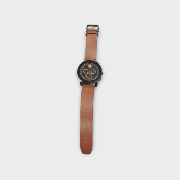 Movado Bold Chronograph Black Dial with Cognac Leather Strap Watch (SPG061008)