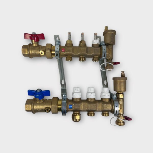 Caleffi 1” TwistFlow Manifold w/ Temp Gauge (3 Outlets)