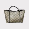 GUCCI Shoulder Tote Bag Purse GG PVC Enamel 197953 Brown (SPG053106)