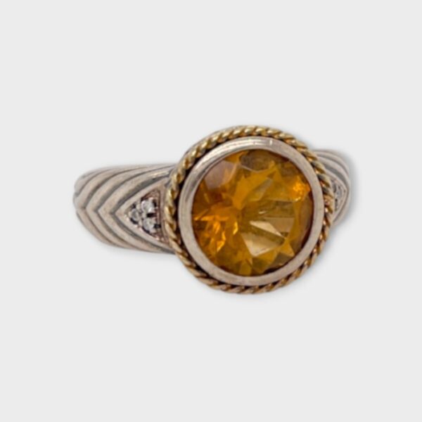 Andrea Candela 18K & Sterling Silver Citrine Stone Ring - Size 7 (SPG043439)