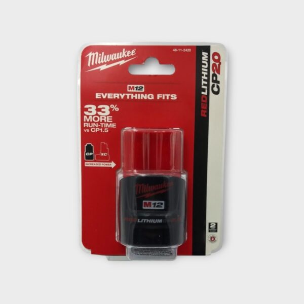 Geniune Milwaukee 48-11-2420 M12 12V Red Li-Ion CP 2.0Ah Battery (SPG042991)