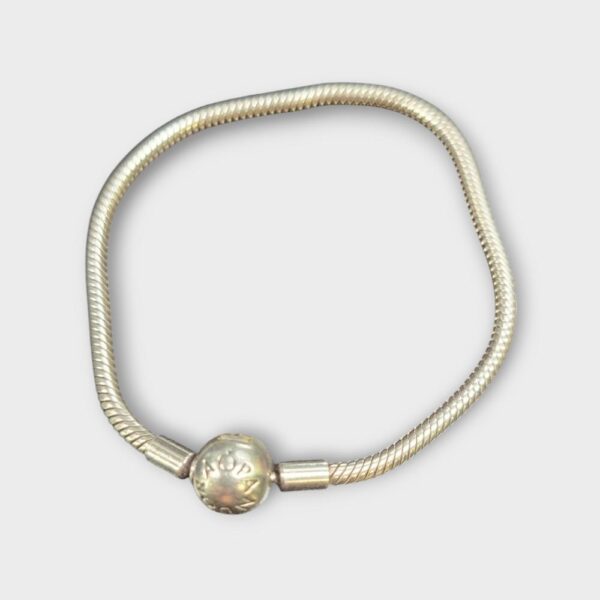 Pandora Moments Sterling Silver Round Clasp Snake 7.5” Bracelet (SPG063148)