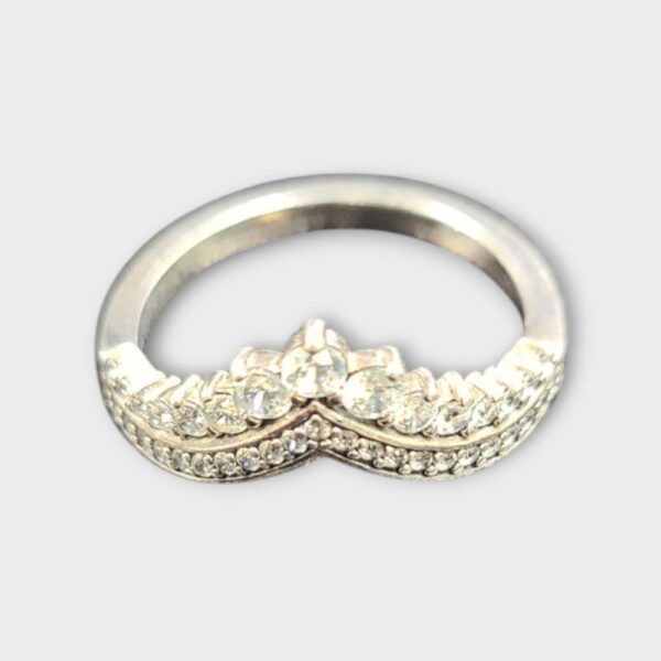 Pandora 925 with Cubic Zirconia Timeless Princess Wishbone Ring 7.5 (SPG063153)