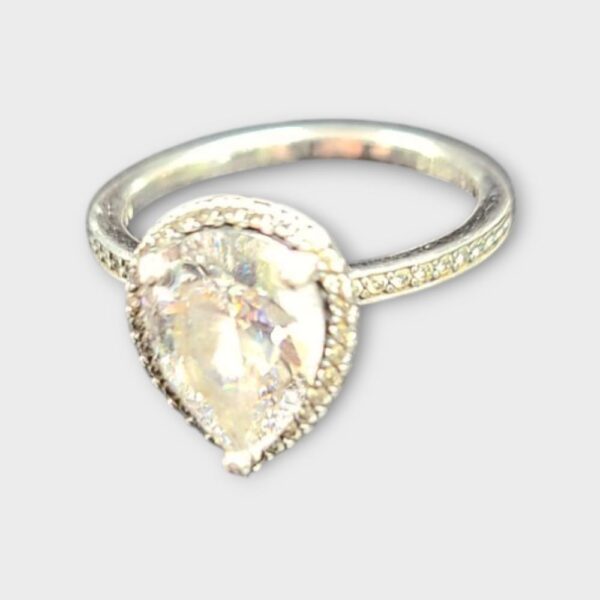 PANDORA Sterling Silver Sparkling Teardrop Halo Ring Size 7.5 (SPG063154)