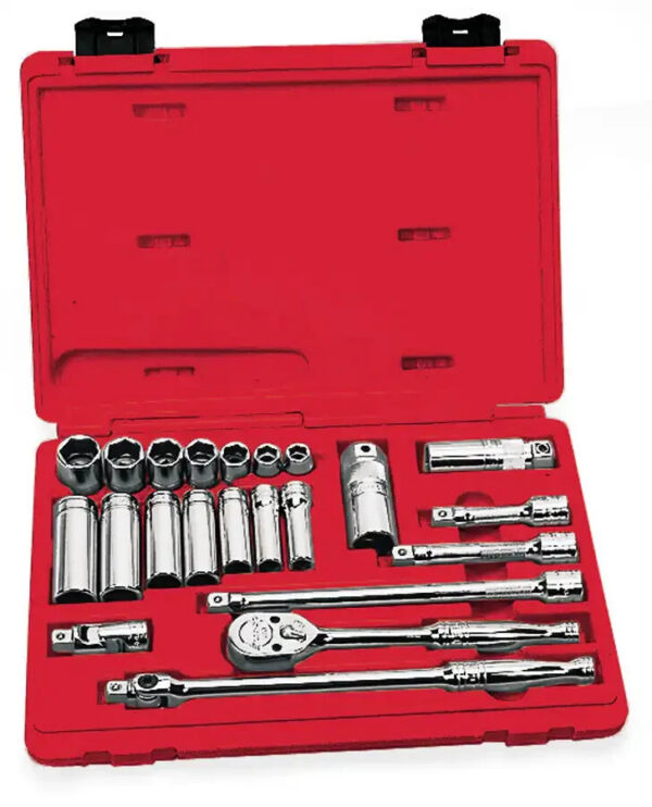 Snap On 22 PC 3/8" Drive 6-Point SAE General Service Socket Set Model 222AFSP