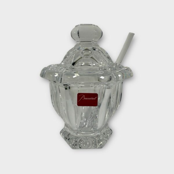 Baccarat Crystal Jam Mustard Jar with Lid, Missouri/ Harcourt Pattern