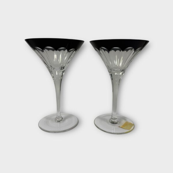 Faberge Grand Duke Black & Clear Crystal Martini Glasses (Pair)