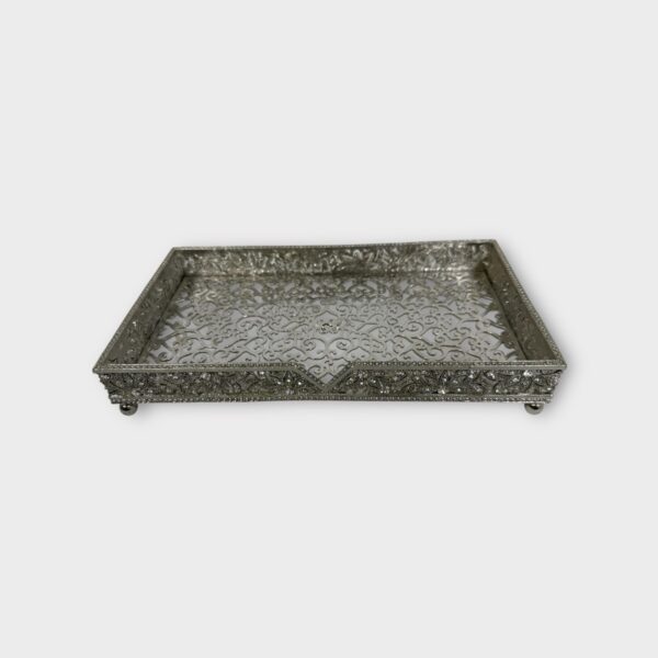 Olivia Riegel Windsor Silver Tone Jeweled Tray Guest Towel / Napkin (SPG064104)