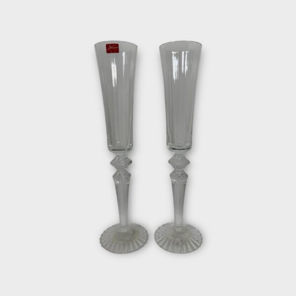 Baccarat Mille Nuits Flutissimo Champagne Flute Clear Crystal 2 PCs