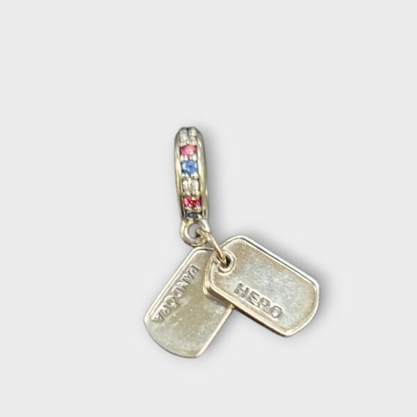 Pandora Hero Dog Tag Military Dangle Charm Sterling Silver 797659CZR (SPG064121)