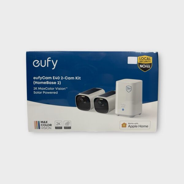 eufy Solar Camera E40 2-Cam Kit & HomeBase 2 Security Wireless Cam 2K MaxColor
