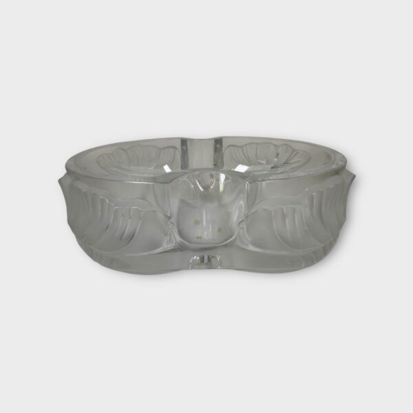 Lalique Arums Art Deco Frosted Crystal Leaf Bowl, Signed