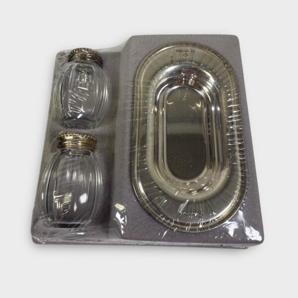 CHRISTOFLE: Solid Silver Tray With Salt And Pepper Shakers (still wrapped New)