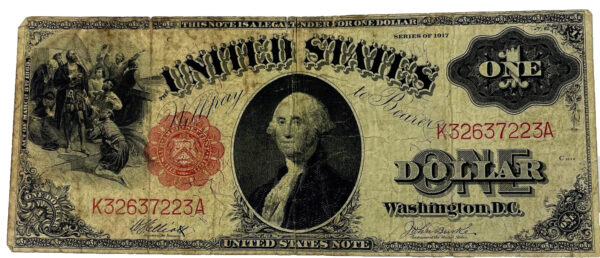 1917 UNITED STATES LARGE NOTE $1 ONE DOLLER RED SEAL-Fair Condition, Ungraded