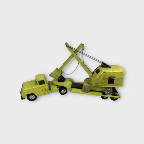 TONKA TOYS 1958 STATE HI-WAY LOWBOY STEAM SHOVEL #980 Green (needs some TLC)