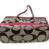 COACH Khaki & Pink Signature Stripe Tote A1076-F13548 (SPG050336)