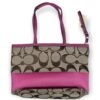 COACH Khaki & Pink Signature Stripe Tote A1076-F13548 (SPG050336)