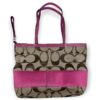 COACH Khaki & Pink Signature Stripe Tote A1076-F13548 (SPG050336)