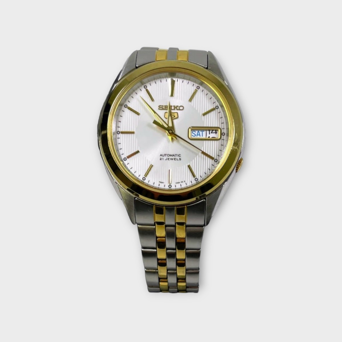 Seiko 5 7S26-03V0 White Dial Day Date Automatic Mens Watch JAPAN (SPG064505)