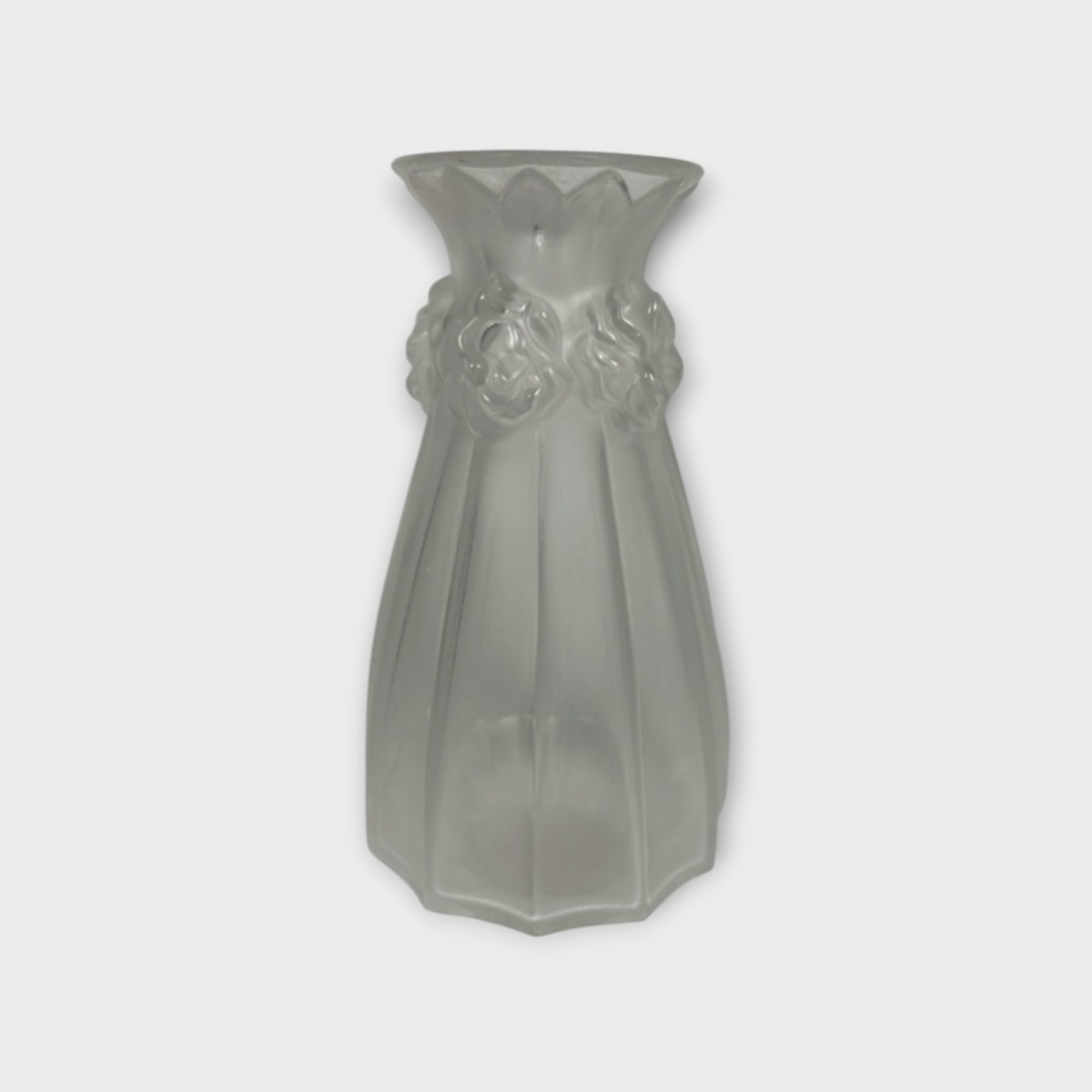 Lalique "Oeillets" Carnation Pattern Clear & Frosted Glass Vase (SPG050050)