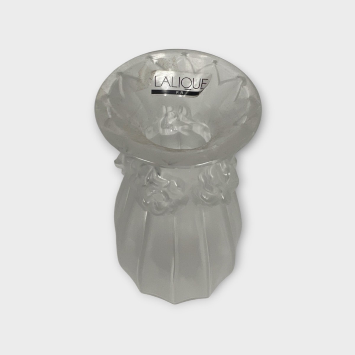 Lalique "Oeillets" Carnation Pattern Clear & Frosted Glass Vase (SPG050050)