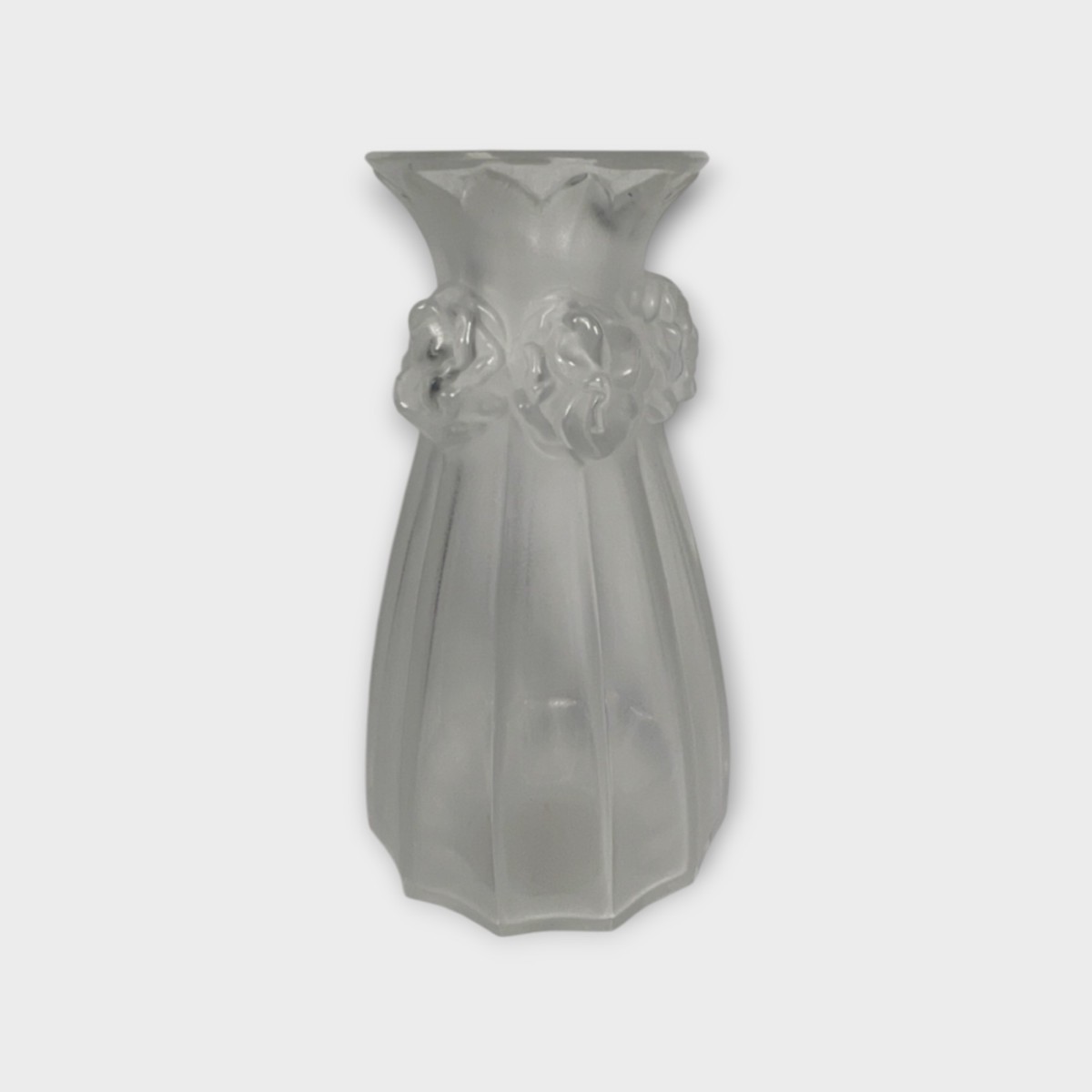 Lalique "Oeillets" Carnation Pattern Clear & Frosted Glass Vase (SPG050050)