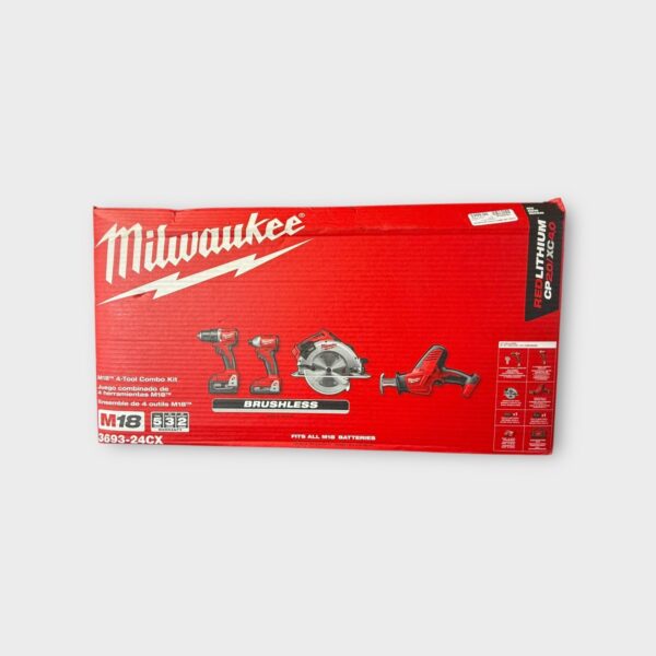 Milwaukee 3693-24CX M18 4-Tool Combo Kit with Batteries & Charger (SPG063700)
