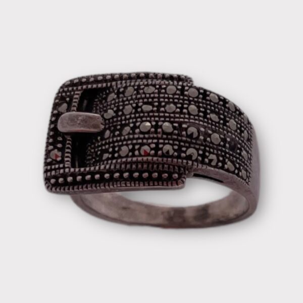 Lady's Silver Rhinestone Buckle Ring Size 8.5 (SPG052361)