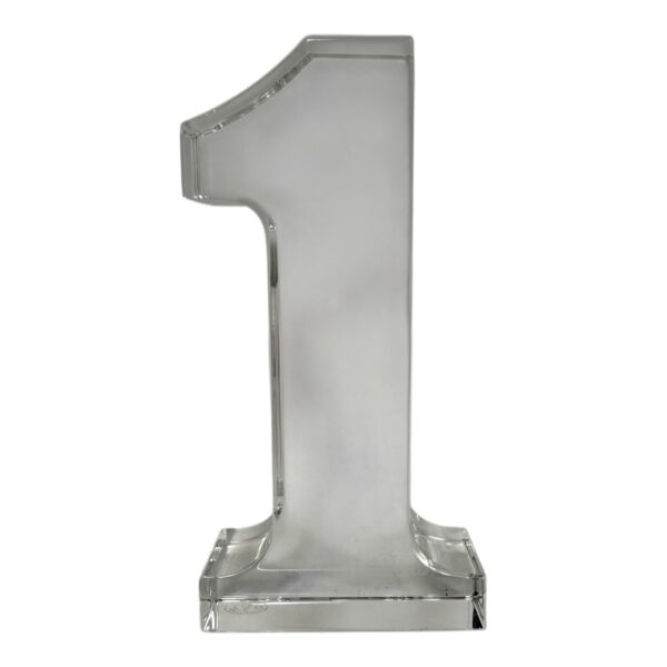 Baccarat Crystal Number 1 Figurine France Signed Clear Paperweight 4” (10 cm)