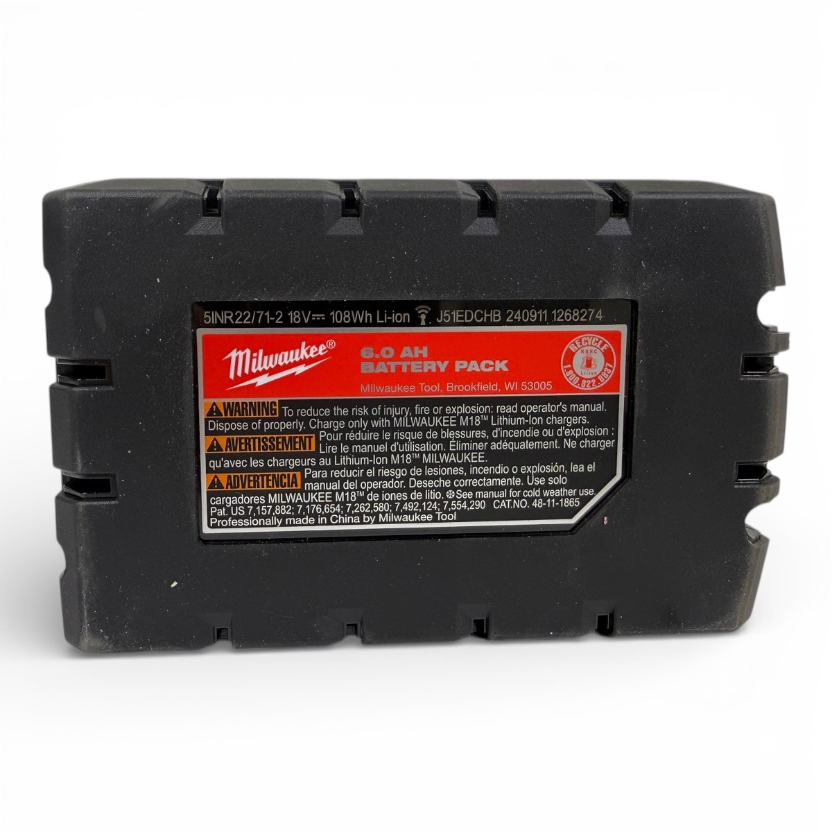 ilwaukee 6.0 AH Batteries 18V XC 18 Volt High Output 48-11-1865 (SPG065194)