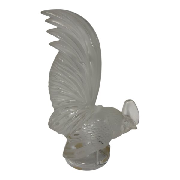 Lalique Crystal "Coq Nain" Car Mascot Large Crystal Rooster 8.25" tall France