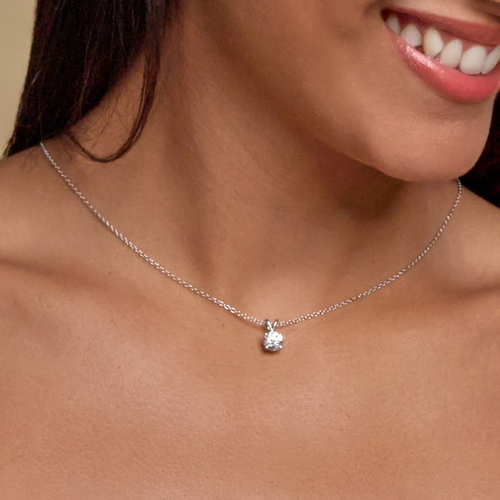 0.75 CTW Round Lab Grown Diamond Split Bail Solitaire Pendant in 14K - Image 4