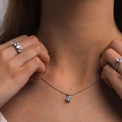 0.75 CTW Round Lab Grown Diamond Split Bail Solitaire Pendant in 14K - Image 3