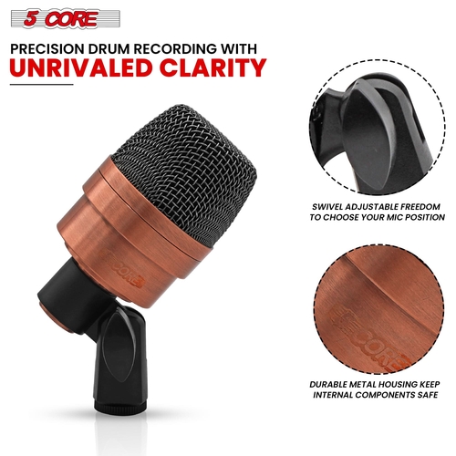 5 Core Tom Snare Mic Cardioid Dynamic Microphone for Drum Kit - Image 12