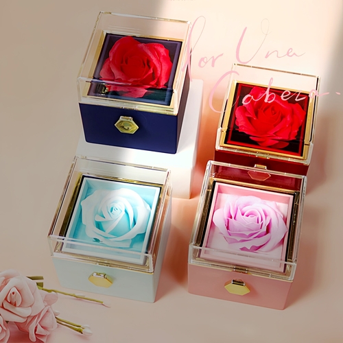 Rotating Soap Flower Rose Gift Box Creative Rotating Rose Jewelry Pack