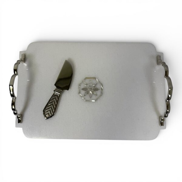 Michael Aram Palace Marble Cheese Board w/ Knife & Original Packaging, Dust Bag