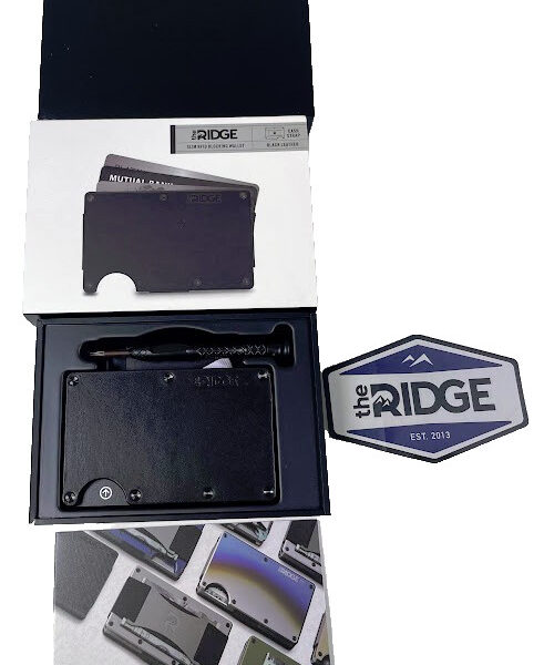 The Ridge Slim RFID Blocking Wallet-Cash Strap- Black Leather